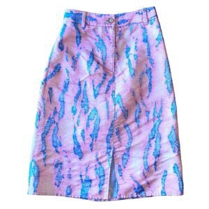 House of Holland pink blue swirl midi skirt